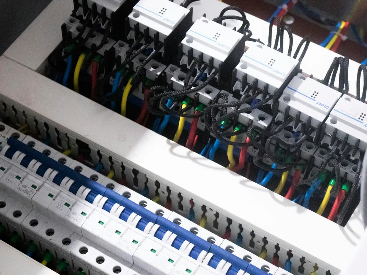 Detail van een groepenkast met aardlekschakelaars